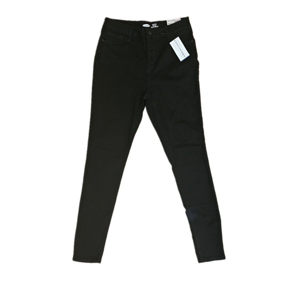 Old Navy Womens High-Rise Rockstar Super-Skinny Jeans, Black, Size 12 Long - Picture 3 of 3